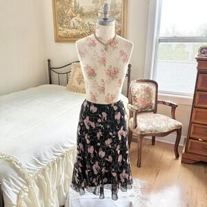black floral midi skirt  Y2K black floral midi skirt Jkla size xl f